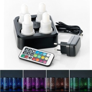 4 Bougies LED mutlicolore, avec télécommande