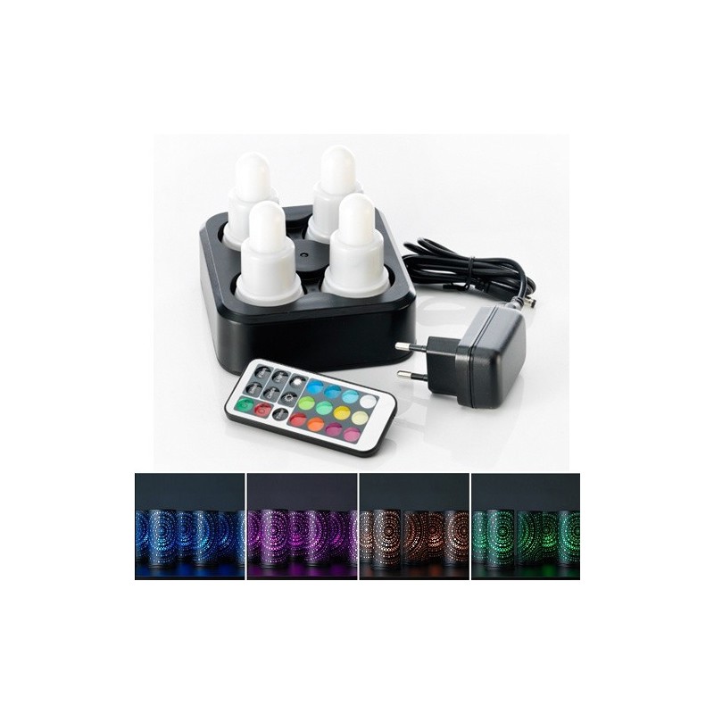 4 Bougies LED mutlicolore, avec télécommande