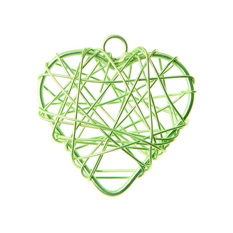 6 Metallisierte kleine Herze, 3 x 3 cm, grün