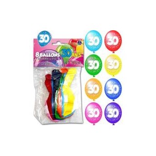 Sachet de 8 ballons 30 ans