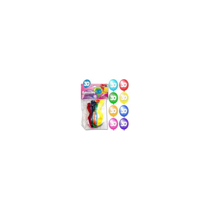 Sachet de 8 ballons 30 ans
