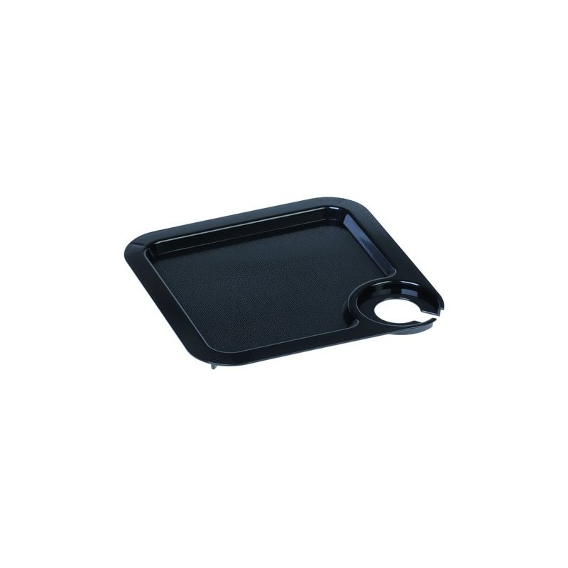 Plateau avec porte-verre, antidérapant, 20 x 20 cm, noir
