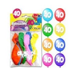 Sachet de 8 ballons 40 ans