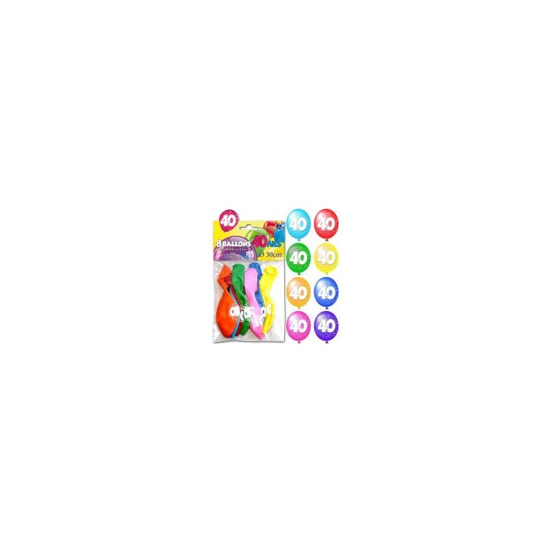 Sachet de 8 ballons 40 ans