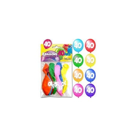 Sachet de 8 ballons 40 ans
