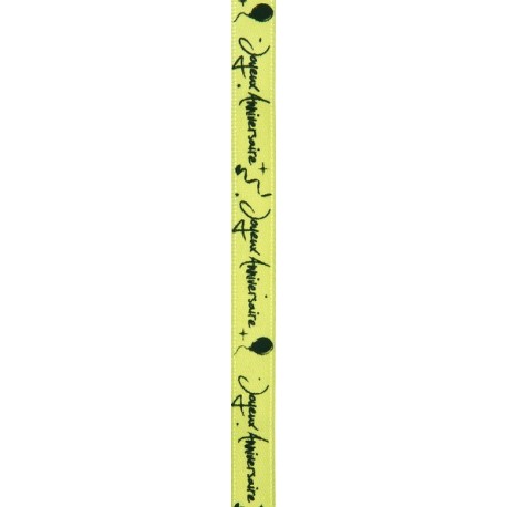 Nastro "Joyeux Anniversaire", kiwi, 10 mm x 5 metri