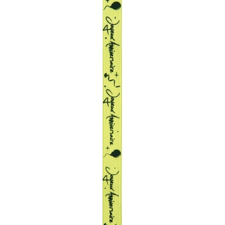 Nastro "Joyeux Anniversaire", kiwi, 10 mm x 5 metri