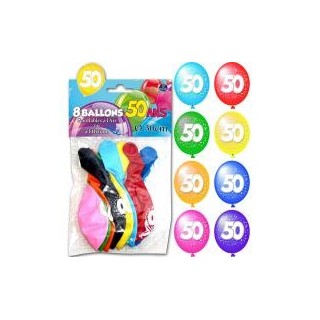 8 palloncini, 50 anni, ø 30 cm