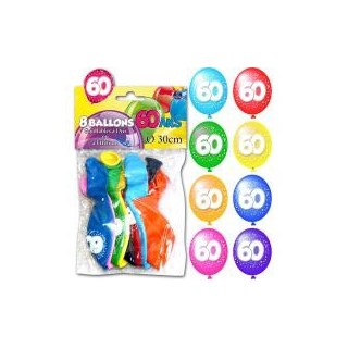 Sachet de 8 ballons 60 ans