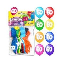 Sachet de 8 ballons 60 ans