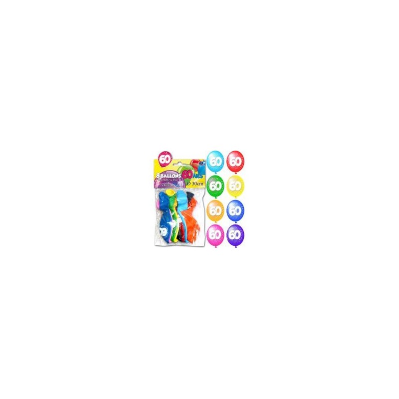 Sachet de 8 ballons 60 ans