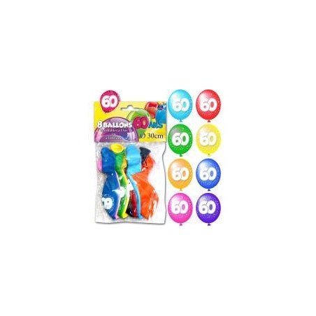 Sachet de 8 ballons 60 ans