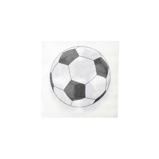 Serviettes motif foot blanc, sachet de 20 pces