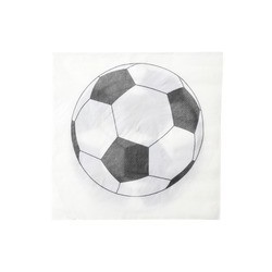 20 Servietten mit weißem und schwarzem Fußballmotiv, 33 x 33 cm