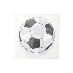 Serviettes motif foot blanc, sachet de 20 pces