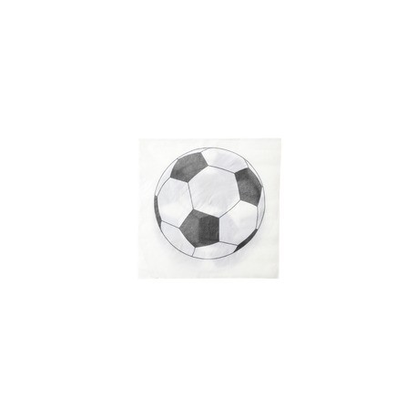 20 Servietten mit weißem und schwarzem Fußballmotiv, 33 x 33 cm