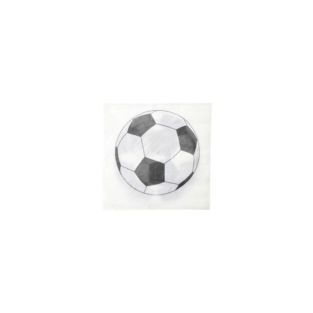20 Servietten mit weißem und schwarzem Fußballmotiv, 33 x 33 cm
