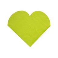 20 Serviettes cœur vert, 19 x 17 cm / 31.7 x 31.7 cm