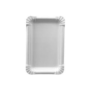 250 assiettes en carton rect. 13 x 20 cm, blanc