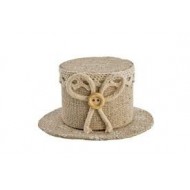 4 contenitori a forma di cappello di lino con una piccola corda decorativa