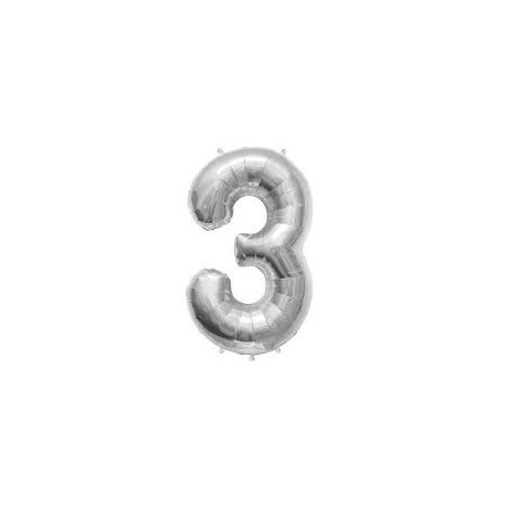 Pallone metallizato argento, 86 cm, numero 3