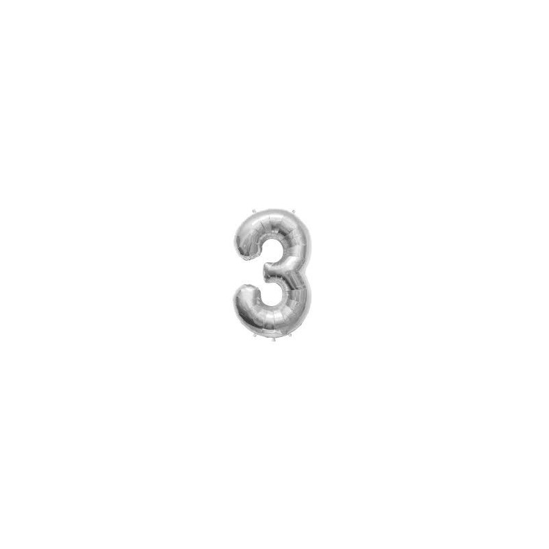 Pallone metallizato argento, 86 cm, numero 3