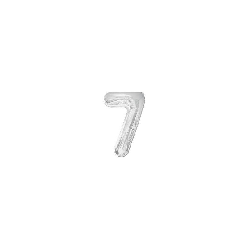 Ballon métal argent, 86cm, chiffre 7