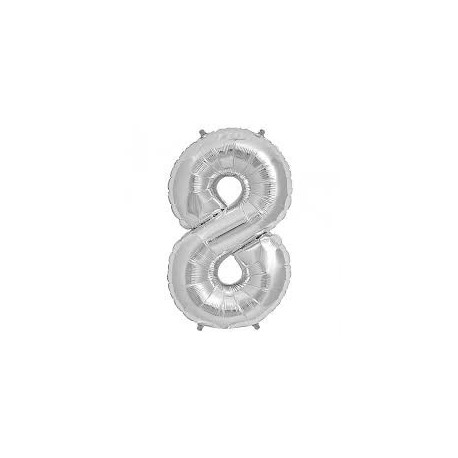 Pallone metallizato argento, 86cm, numero 8