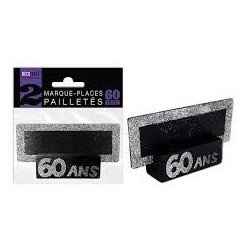 2 marque-places pailletés, 60ans