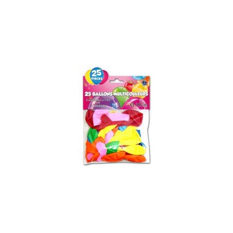 Sachet de 25 ballons couleurs assorties