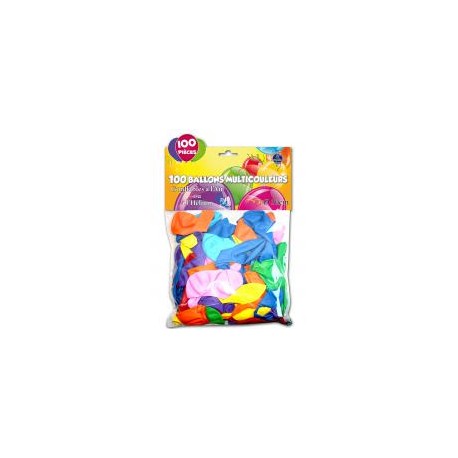 Sachet de 100 ballons couleurs assorties