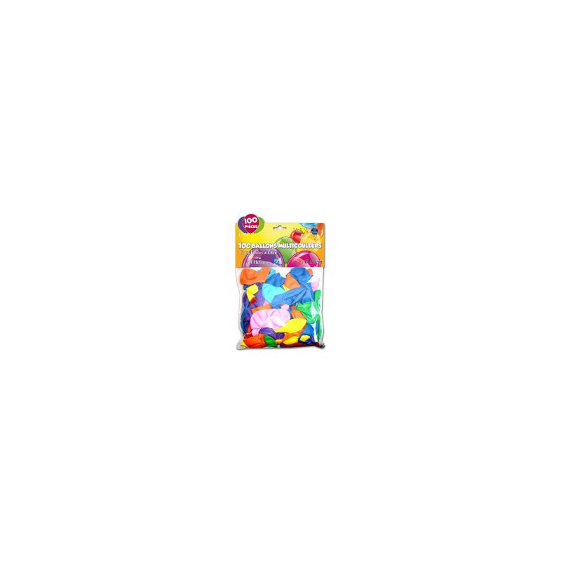 Sachet de 100 ballons couleurs assorties