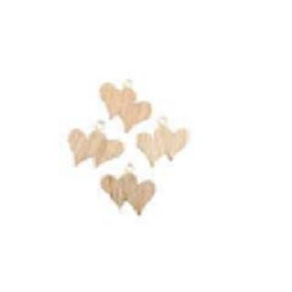 Set di 12 cuori in legno 3x2x0,7 cmcm con asola.