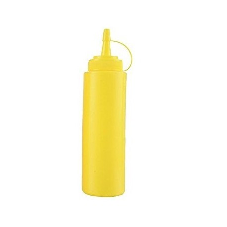 Bouteille à bec doseur, en plast. jaune 0,7l