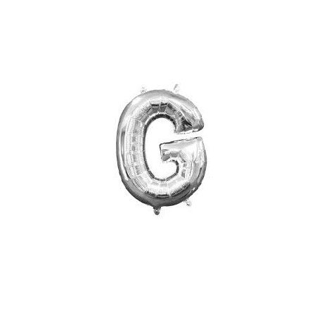 Ballon argenté lettre G, 36cm.