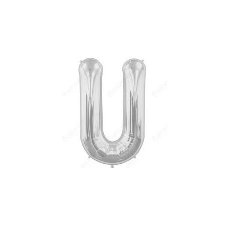 Palloncino d'argento lettera U, 36 cm.