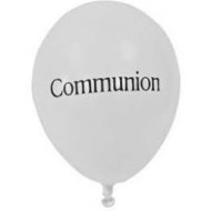 8 Ballons gedruckt (Kommunion) weiß schwarz schreiben ,, D.25cm x 32cm.