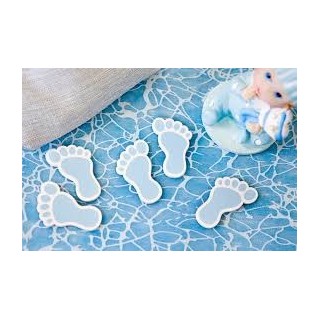 Konfetti von Holztisch "Foot Baby" blau, 10 Stück