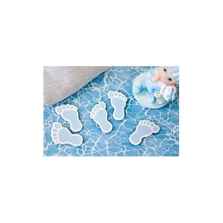 Confetti di tavolo in legno "piedi di bimbi" blu, 10pces