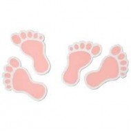 Konfetti Holztisch "Foot Baby" rosa, 10 Stück