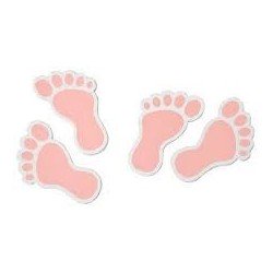 Konfetti Holztisch "Foot Baby" rosa, 10 Stück