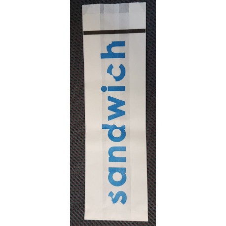 100 Sachets sandwich blanc inscription bleue 9x3x30cm