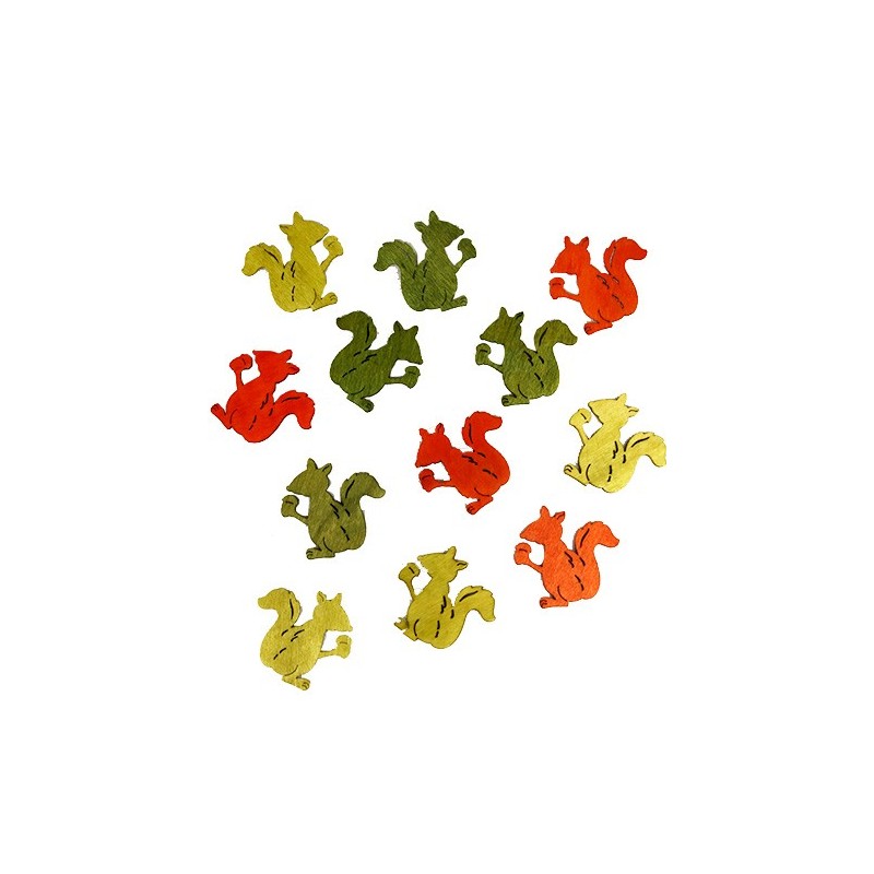 24 Hérissons bois, 3 couleurs assorties, 2 x1 cm
