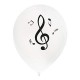 8 Black Music Balloons Schwarz bedruckt In Latex, Ø 23 cm