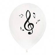 8 Black Music Balloons Schwarz bedruckt In Latex, Ø 23 cm