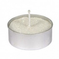 Set von 6 Teelichter, ø 3,5 cm, weißer Glitzer