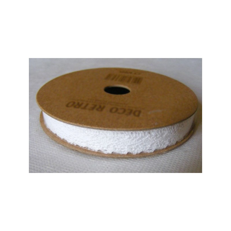 Ruban coton dentelle blanc, adhésif, 1cm x 2m