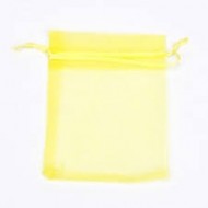 10 sacchetti di organza, giallo, 7,5 x 10 cm