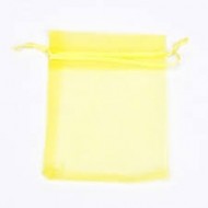 10 Sachets organdi, uni jaune, 7.5 x 10 cm