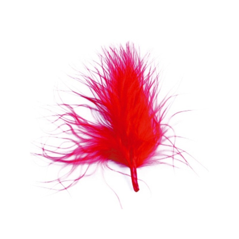 20 Federn, rot, 7 cm